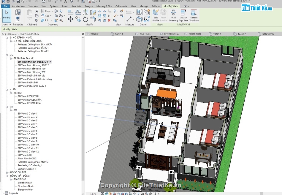 file revit biệt thự 1 tầng,Revit biệt thự vườn,Bản vẽ revit biệt thự,Biệt thự mái nhật revit,File revit nhà vườn,File revit nhà 1 tầng